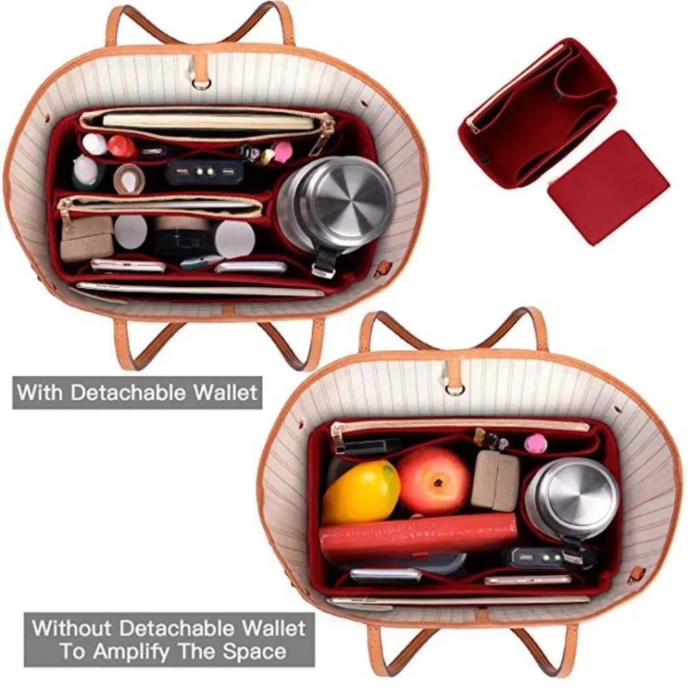 Insert/Organizer- Designer Handbags/Totes -Bright Red Style 3- Snap- NWT